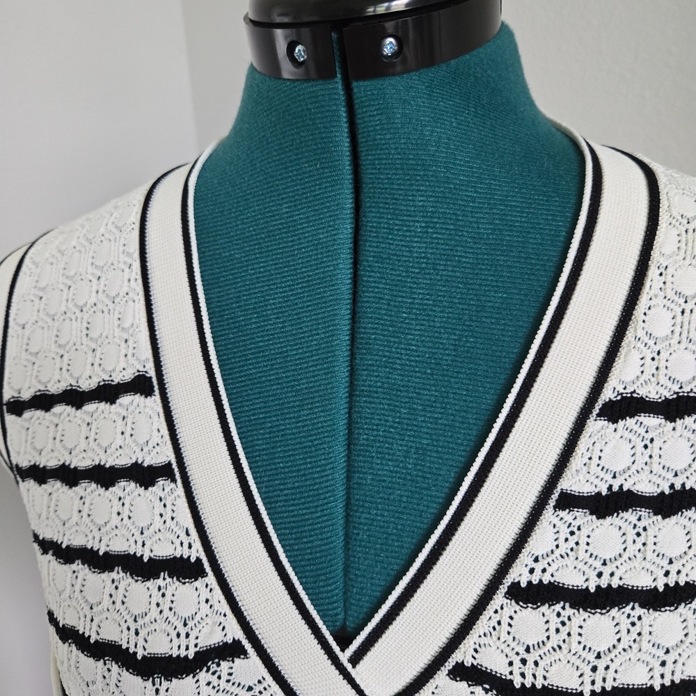 Sandro Womens Dress and Crop Sweater Set Sz 3 (US 8) NWT Black White Fancy Knit - Picture 4 of 16